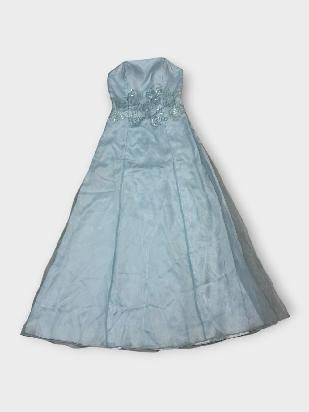 Strapless Corset Light Blue Embellished Formal Dress